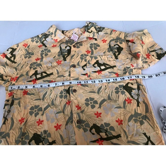 Boys Caribbean Joe Yellow Floral Tropical button front Shirt Size XL (20) - Picture 4 of 5